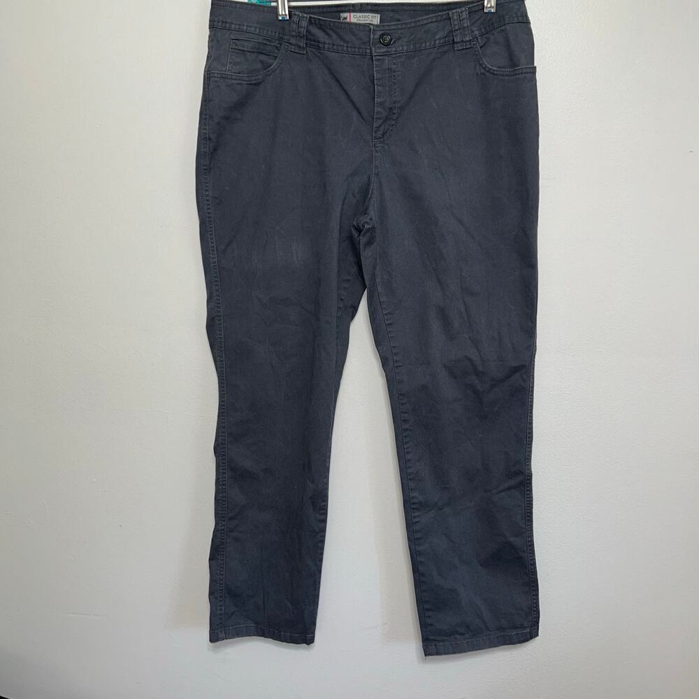 Lee Classic Fit Straight Leg Pants 16W Gray Stretch Cotton